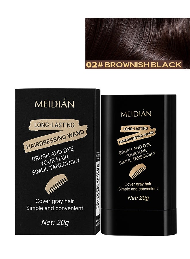 Meidián Cover Gray Hair,Waterproof and Sweat-Proof Hair Dye Stick, Portable Color Touch-Up Hair Sticks With Comb, Cover Gray Hair Color Correction Sticks for Women & Men (02#BROWNISHBLACK) - Image 1