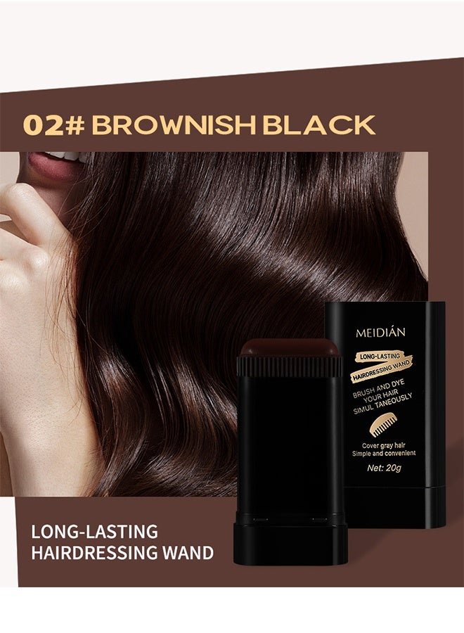 Meidián Cover Gray Hair,Waterproof and Sweat-Proof Hair Dye Stick, Portable Color Touch-Up Hair Sticks With Comb, Cover Gray Hair Color Correction Sticks for Women & Men (02#BROWNISHBLACK) - Image 2