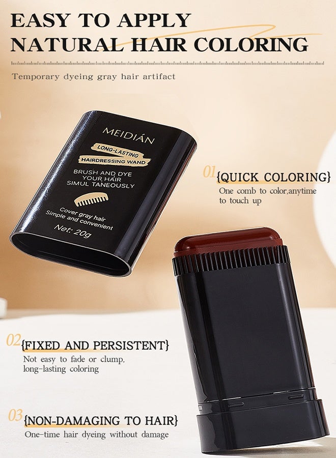 Meidián Cover Gray Hair,Waterproof and Sweat-Proof Hair Dye Stick, Portable Color Touch-Up Hair Sticks With Comb, Cover Gray Hair Color Correction Sticks for Women & Men (02#BROWNISHBLACK) - Image 5