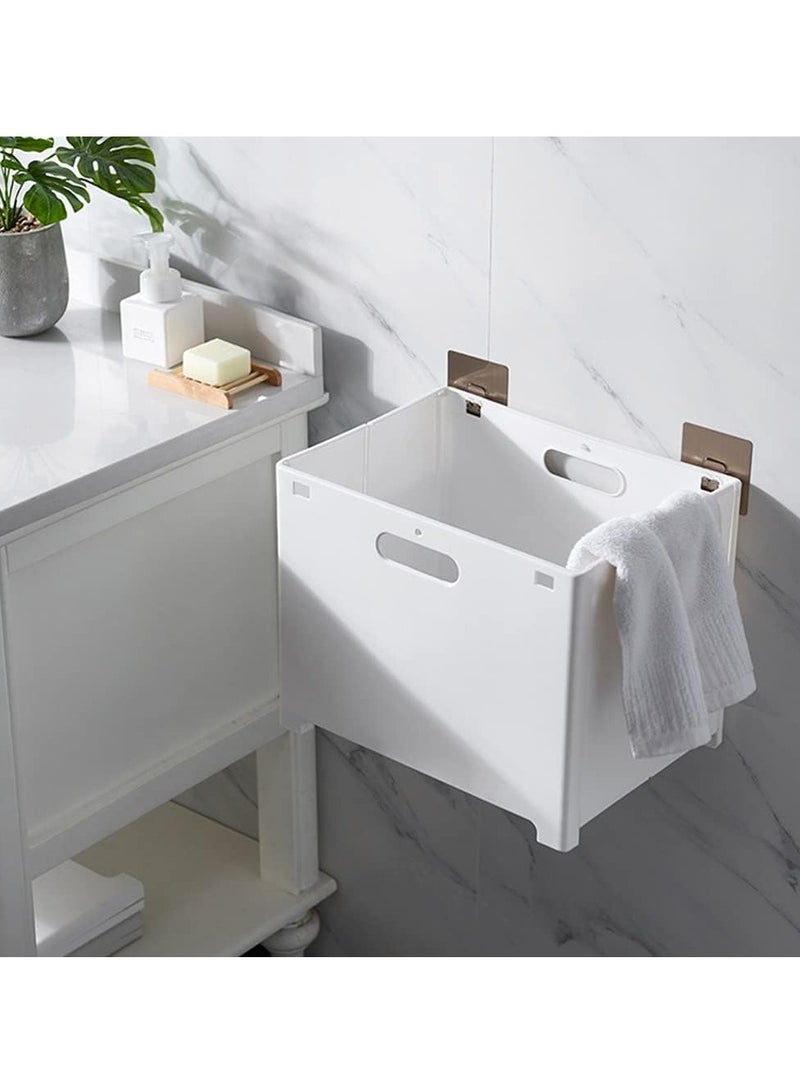 عام سلة غسيل قابلة للطي لتثبيت الحائط ، سلة غسيل قابلة للطي لتثبيت الحائط ، حاوية غسيل ، سلة تخزين مغسلة ، 28 × 18 × 15. 2.0 بوصة (بيضاء) سلة غسيل قابلة للطي - Image 4