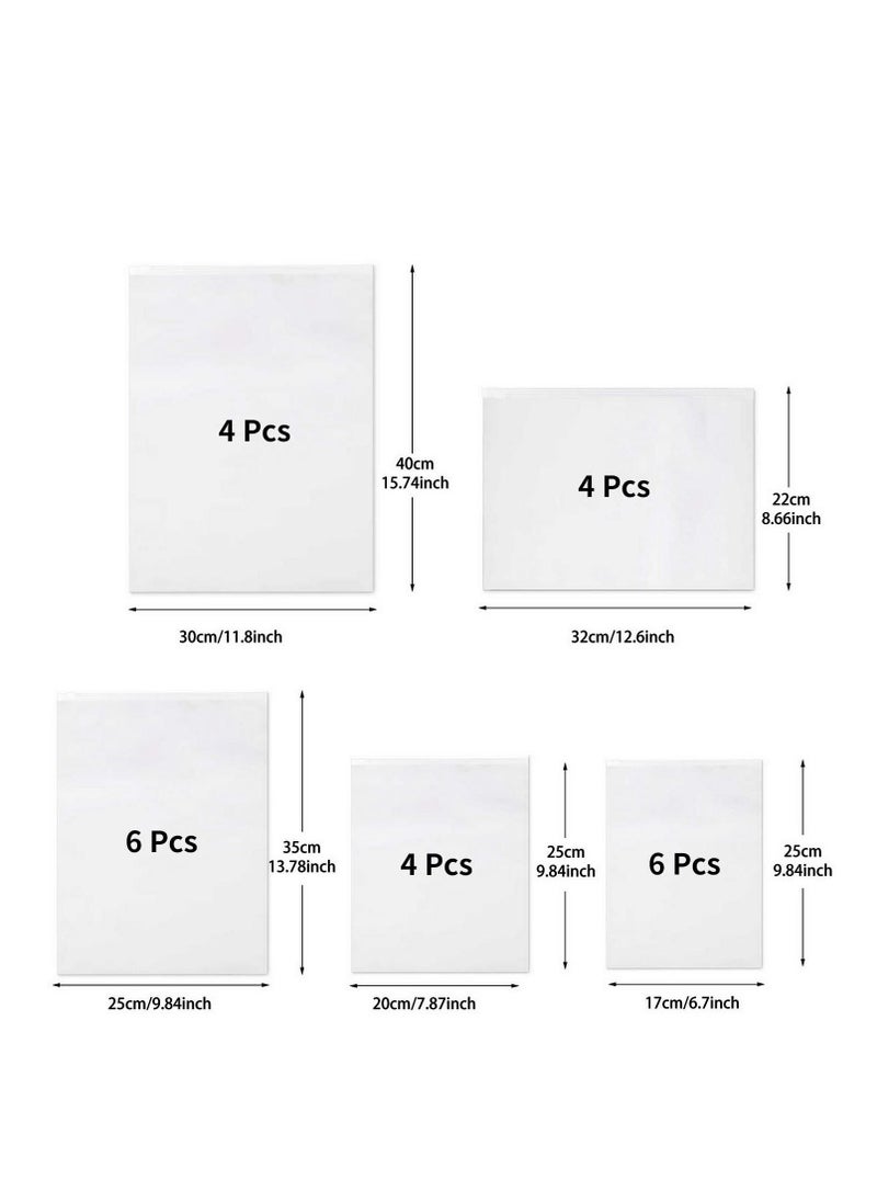 Excefore - Reusable Ziplock Bags, Travel Clothes Storage Bags, Plastic Hospital Bags Maternity Essentials, Frosted Waterproof Multifunctional Storage Pouch, for Clothes, Shoes, Cosmetics(5 Size 24 Pcs) - Image 1