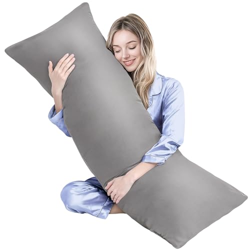 MAGIC ELEPHANT Body Pillow Memory Foam Body Pillow for Adults Long Pillow for Bed and Sleeping Full Long Bed Pillow Insert with Cover Grey 20x54 Inch - Image 1