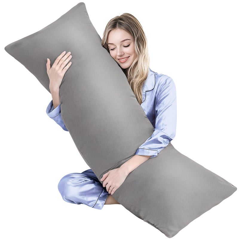 MAGIC ELEPHANT Body Pillow Memory Foam Body Pillow for Adults Long Pillow for Bed and Sleeping Full Long Bed Pillow Insert with Cover Grey 20x54 Inch - Image 2