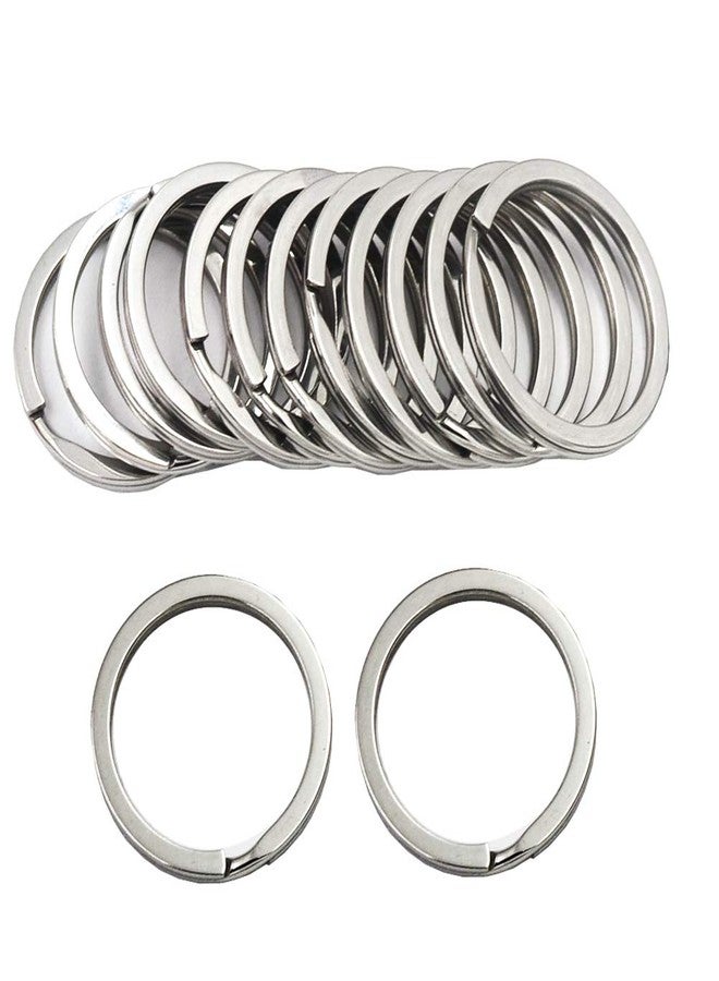 DGOL 50pcs 1-1/4 inch (32mm) 304 Stainless Steel Keychain Chain Cord Flat Key Rings Webbing Wire Keyring Hook - Image 2