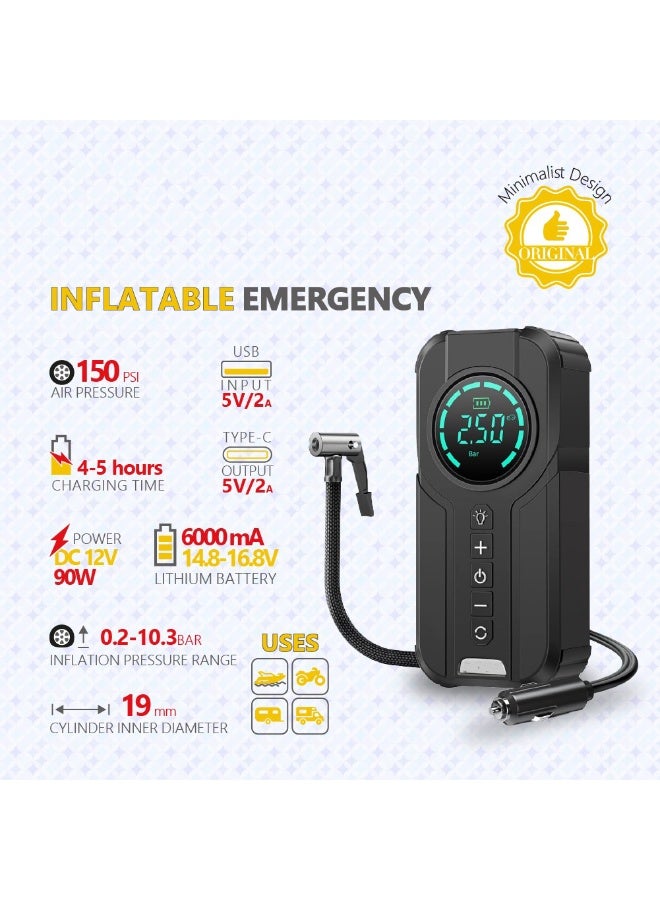 Generic Emergency All-in-One Car Starter, Air Compressor, Power Bank, LED Flashlight – 2000A Jump Starter with Tire Inflator and Portable Battery Pack  - Image 2