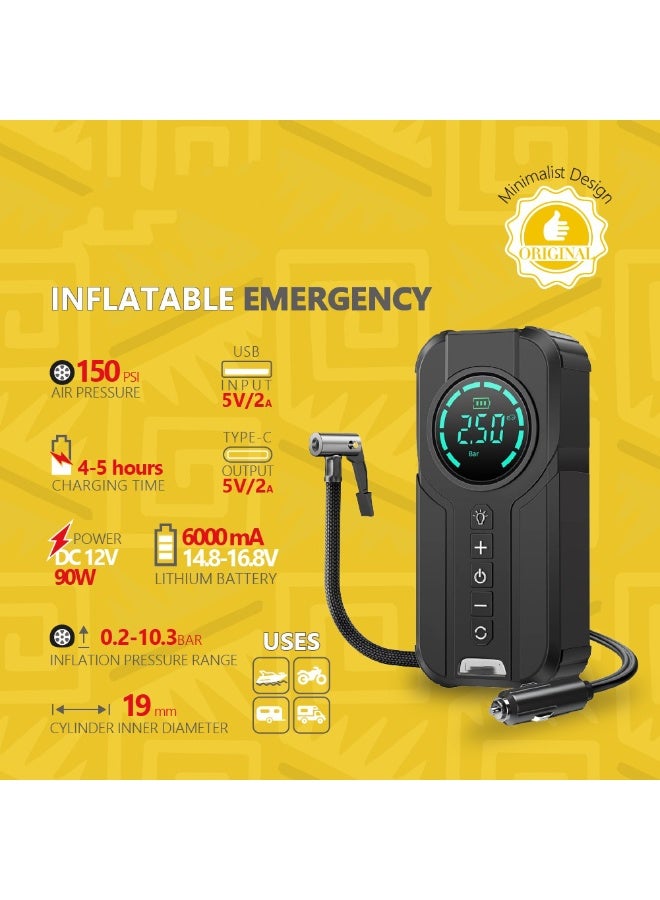 Generic Emergency All-in-One Car Starter, Air Compressor, Power Bank, LED Flashlight – 2000A Jump Starter with Tire Inflator and Portable Battery Pack  - Image 3