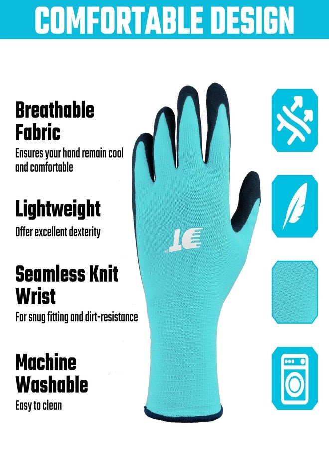 DURATECH 6 Pairs Garden Gloves, Work Gloves with Latex Coating, Pink & Blue, Large, for Gardening, Yard Work - Image 3