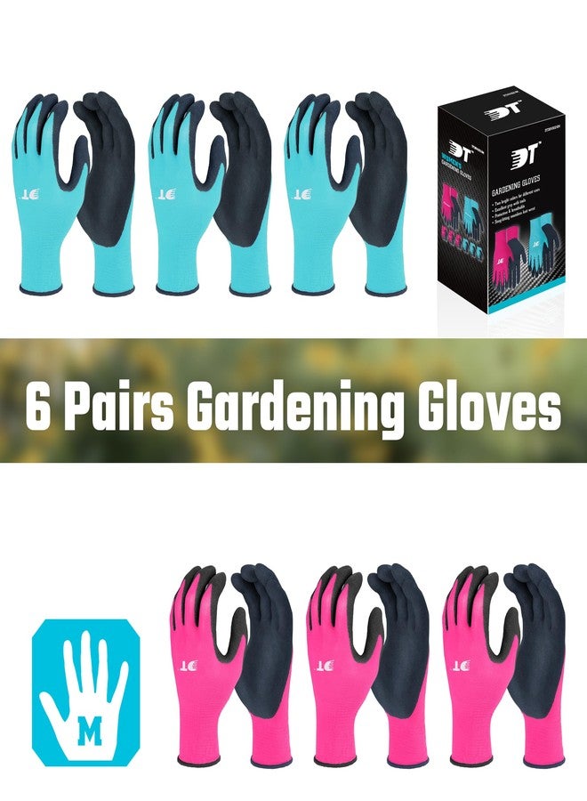 DURATECH 6 Pairs Garden Gloves, Work Gloves with Latex Coating, Pink & Blue, Large, for Gardening, Yard Work - Image 4