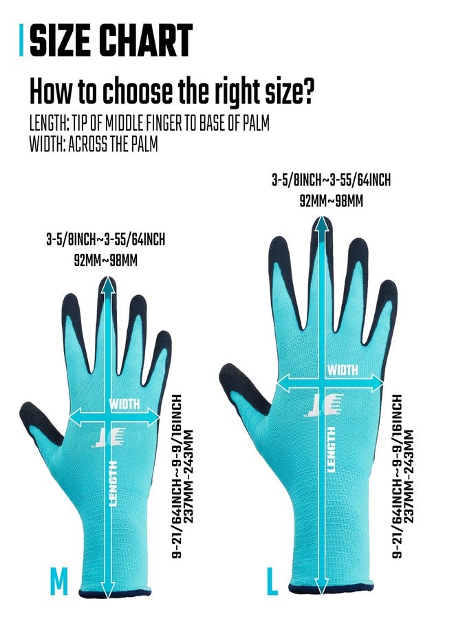 DURATECH 6 Pairs Garden Gloves, Work Gloves with Latex Coating, Pink & Blue, Large, for Gardening, Yard Work - Image 5