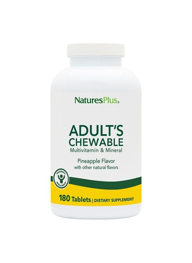 Nature's Plus NaturesPlus Adult's Chewable Multivitamin - 180 Vegetarian Tablets - Pineapple Flavor - Natural Whole Foods Supplement for Overall Health, Energy - Gluten-Free - 180 Servings - Image 1