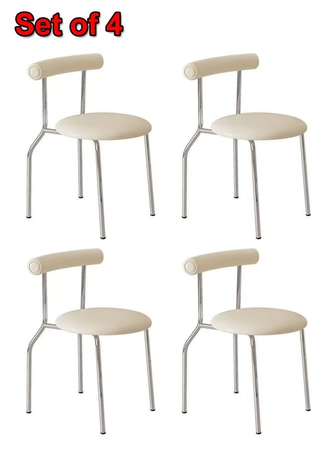 fashionhome Set of 4 Multipurpose Use Nordic Style Dining Chairs Comfortable Ergonomic Design Leather Cushion Living Room Chairs Reading Chairs Durable Built Reception Chair for Office 41x45x75 cm - Image 2
