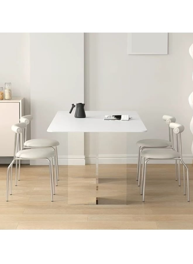 fashionhome Set of 4 Multipurpose Use Nordic Style Dining Chairs Comfortable Ergonomic Design Leather Cushion Living Room Chairs Reading Chairs Durable Built Reception Chair for Office 41x45x75 cm - Image 1