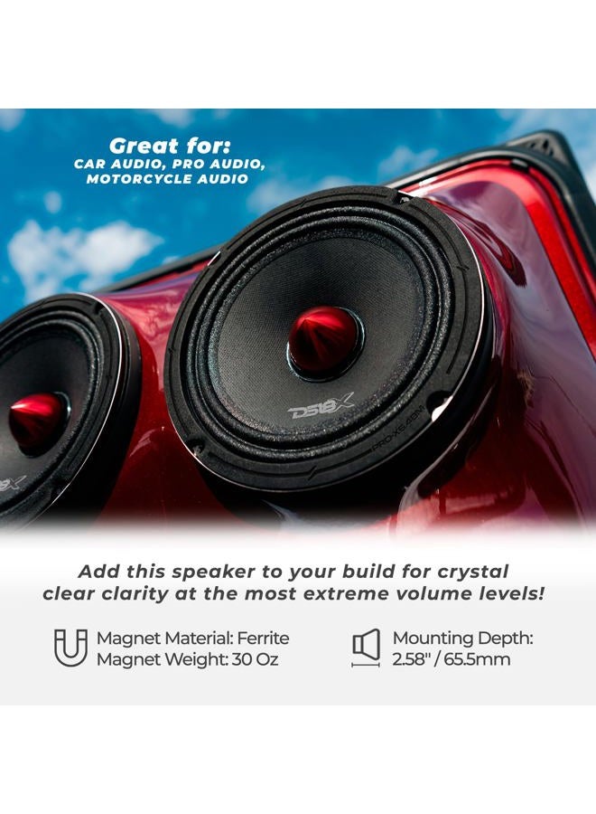 DS18 PRO-X6.4BM Loudspeaker - 6.5", Midrange, Red Aluminum Bullet, 500W Max, 250W RMS, 4 Ohms - Premium Quality Audio Door Speakers for Car or Truck Stereo Sound System (1 Speaker) - Image 3