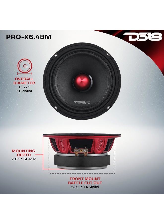 DS18 PRO-X6.4BM Loudspeaker - 6.5", Midrange, Red Aluminum Bullet, 500W Max, 250W RMS, 4 Ohms - Premium Quality Audio Door Speakers for Car or Truck Stereo Sound System (1 Speaker) - Image 4