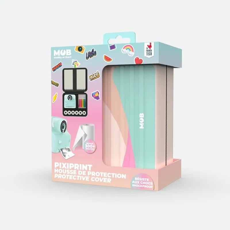 MOB PIXIPRINT Travel Kit - Protective Case with 4 Paper Rolls (3 Classical + 1 Sticker) - Image 1