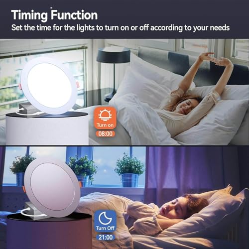 RICHSING Recessed Lighting 6 inch, 4Pack RGBCW Recessed Ceiling Lights with Junction Box, 16W 1350lm LED Recessed Lights 2700 to 6000K Canless LED Downlight Dimmable by Alexa and APP - Image 5