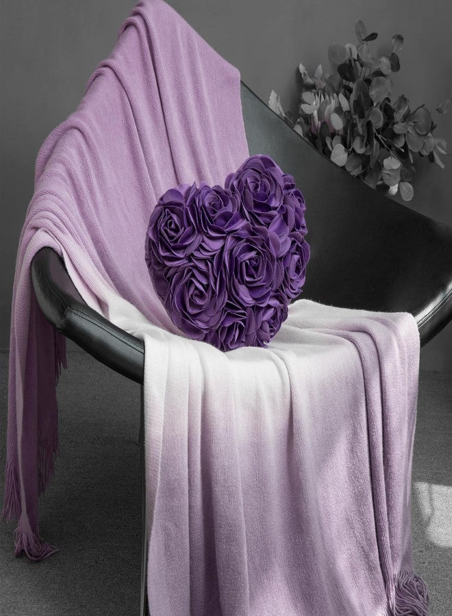 JWH 3D Flower Throw Pillow Covers Decorative Aesthetic Floral Accent Pillow Cases Heart Shaped Cushion Love Decor for Couch Living Room Bed 14 x 16 Inches Purple - Image 2