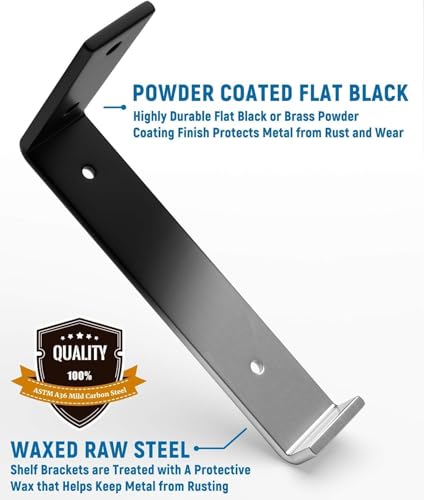LEOPO 8 inch Shelf Brackets 12-Pack ,1/5 inch Thick Heavy Duty Industrial Bracket for DIY Floating Shelf Support, Black Coated Wall Shelf Support, 7.25” x 4” x 1.5” - Image 5