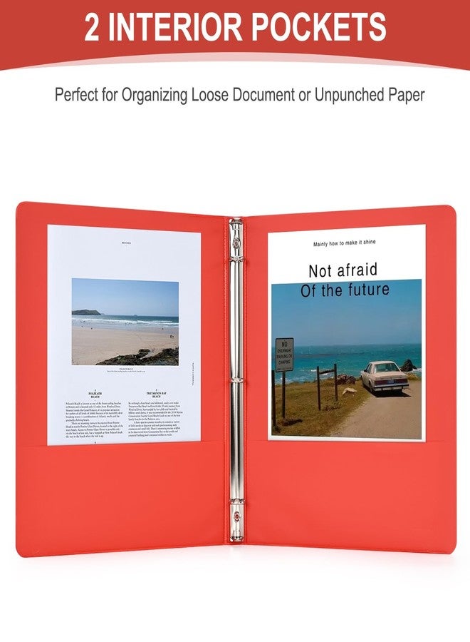 SUQJOY 1-inch 3 Ring Binde with 2 Inside Pockets, 1" Clear View Binder Holds US Letter Size 8.5'' x 11" Paper, 1“ Round Ring Binder for Office/Home/School Supply, 6 Pack (6 Colors Assorted) - Image 4