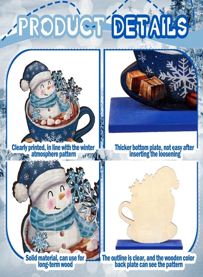 Realspring 6 Pcs Wooden Winter Table Decor Blue Winter Tiered Tray Decor Wood Decorative Gnome Snowman Truck Signs Hello Centerpieces for Kitchen Office Home - Image 4
