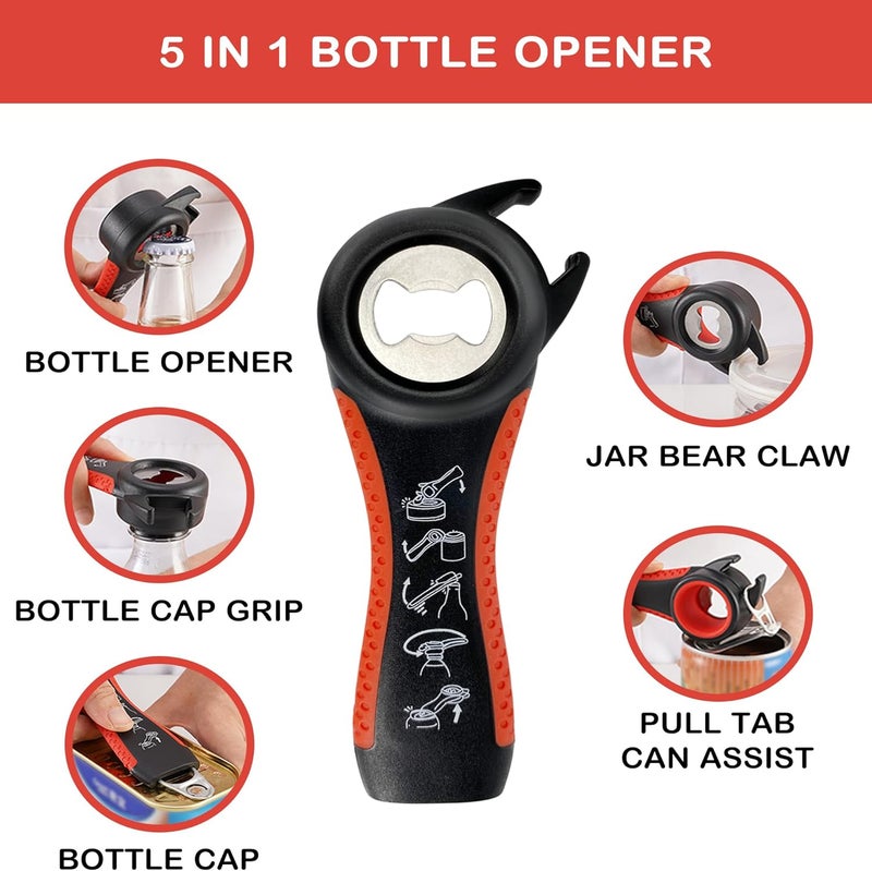 HUMANFUN Jar Opener for Weak Hands, Seniors with Arthritis, 5 in 1 Multi Function Bottle Opener Lid Opener For Arthritic Hands - Image 5