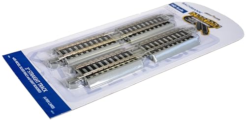 Bachmann Trains قطارات باخمان - مسار مستقيم E-Z TRACK 3 بوصة (4/بطاقة) - سكة فضية نيكل مع قاعدة رمادية - مقياس HO - Image 5