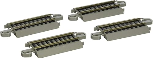 Bachmann Trains قطارات باخمان - مسار مستقيم E-Z TRACK 3 بوصة (4/بطاقة) - سكة فضية نيكل مع قاعدة رمادية - مقياس HO - Image 1