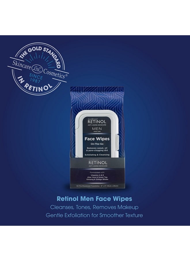 RETINOL - Men Facial Wipes Antiaging Cleansing Towelettes Quickly Cleanse Face From Sweat Oil And Poreclogging Dirt Without Any Heavy Residue - Image 1