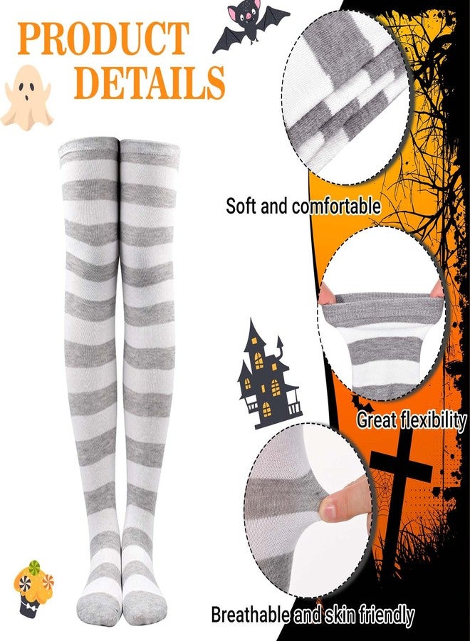 JcHrmers 6Pcs Halloween Clown Cosplay Set for Women Including White Tutu Skirt White Gloves Collar Grey Striped Socks for Halloween Cosplay Supplies - Image 3