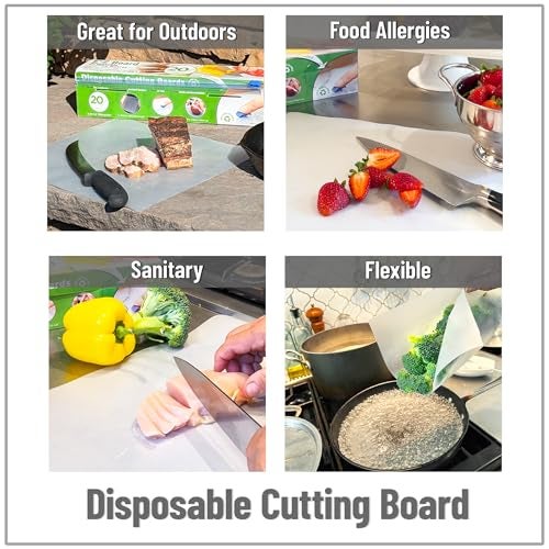 Mind Reader E-Z Board Disposable Plastic Cutting Board, 20 Square Feet, Easy Clean-Up and Convenient Use, Ideal for Camping, Hunting, Boating, and For People With Food Allergies, Clear - Image 5
