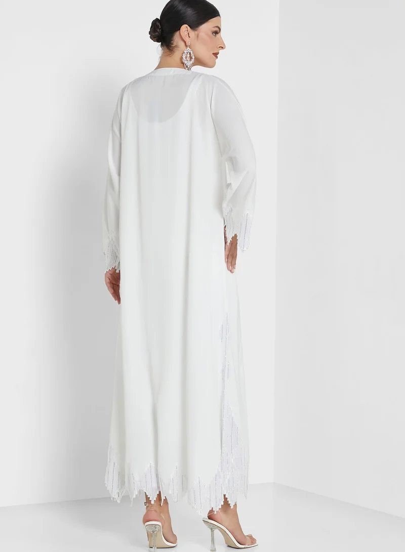 Khizana Pointed Edges Abaya With Sheila