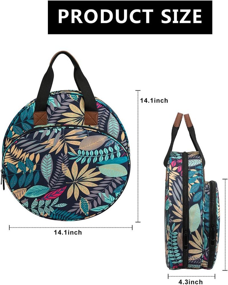 LOOEN Embroidery Project Bag, Embroidery Kits Storage Bag,Multifunctional Bag for Crochet Hooks Embroidery Floss Organizer String Bracelet Kit Sewing Thread Accessories (Blue Leaf) - Image 4