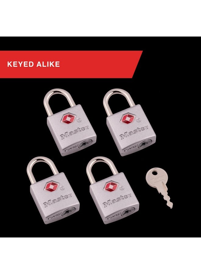 Master Lock TSA-Accepted Luggage Lock, 7/8 in. Wide, 4683Q (Pack of 4) Keyed Padlock, 4 Pack, Brass - Image 4