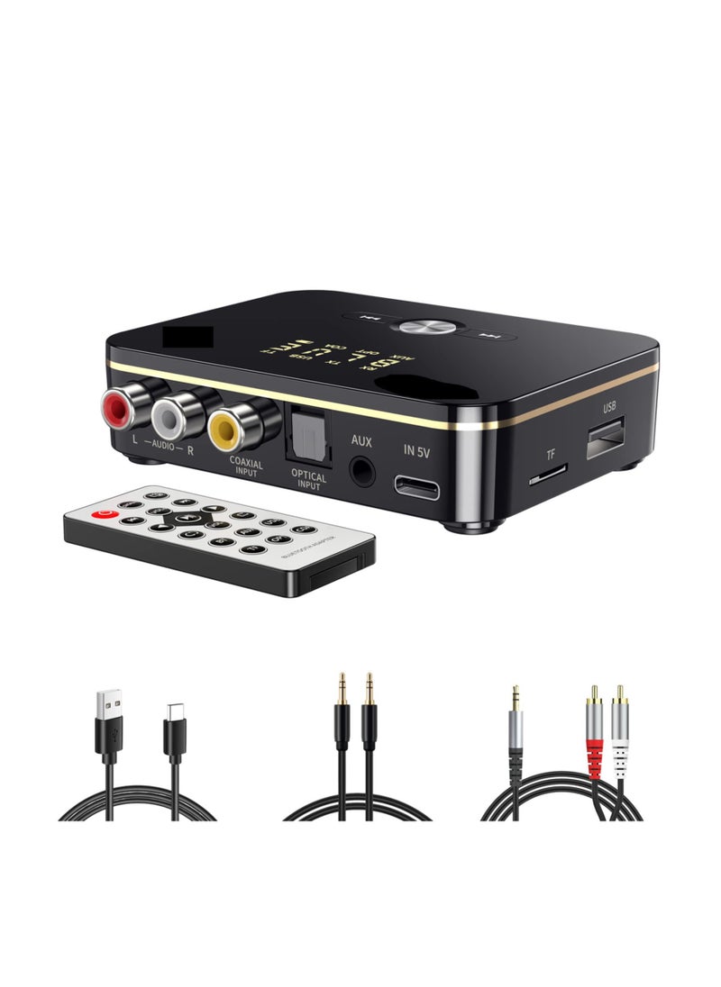 SYOSI - Audio Receiver Transmitter 2 in 1, Bluetooth 5.0, with Remote, Bluetooth Hi-Fi Audio Adapter with 3.5mm＆RCA, COAXIAL, Optical, NFC, Aptx-LL for Home and Car Stereo, AV Receiver or Amplifier - Image 1