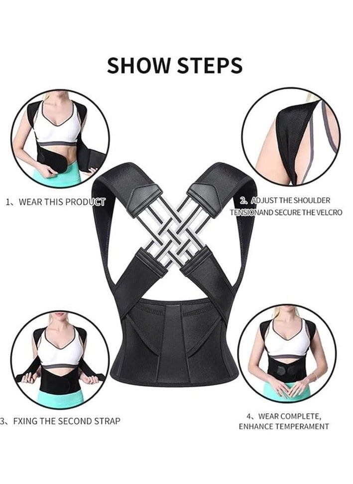 Generic - Adult Back Waist Posture Corrector Adjustable Correction Belt Shoulder Lumbar Brace Spine Support Belt Vest, back pain relief back straightener - Image 1