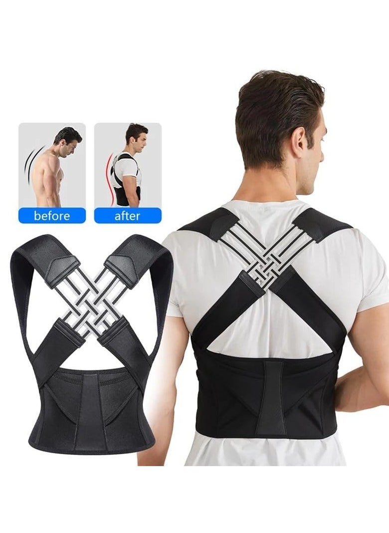 Generic - Adult Back Waist Posture Corrector Adjustable Correction Belt Shoulder Lumbar Brace Spine Support Belt Vest, back pain relief back straightener - Image 1