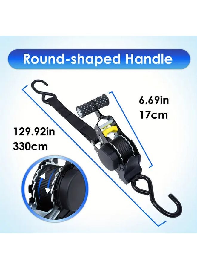 TPC ARRS 1500T Heavy Duty Auto Retractable Ratchet Tie Down Straps 2 Pack 1500lb Strength - Image 4