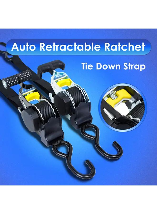 TPC ARRS 1500T Heavy Duty Auto Retractable Ratchet Tie Down Straps 2 Pack 1500lb Strength - Image 2