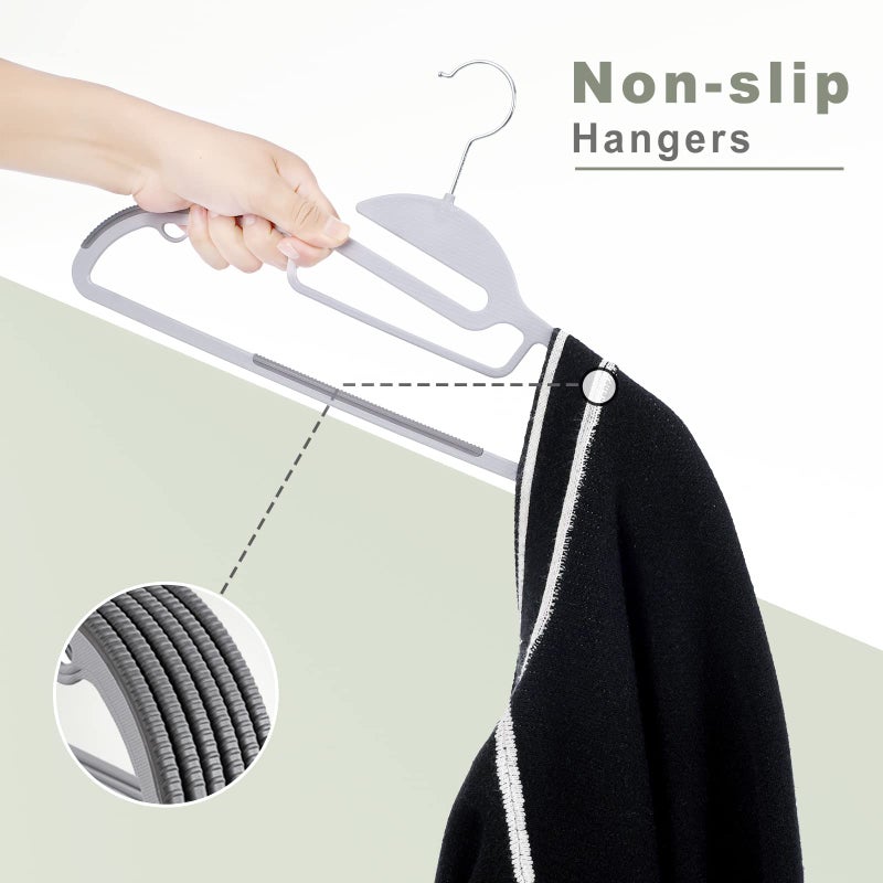 BAGAIL Plastic Hangers 50 Pack with Non-Slip Design,0.2 Inches Thick, 360Â°Swivel Hook Space Saving Organizer for Bedroom Closet,Shirts,Pants(Grey- S Shaped) - Image 5