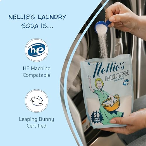 Nellie's نيليز لوندري صودا - مسحوق غسيل مركز - كيس لـ 50 غسلة - لطيف على البشرة والبيئة - خالي من العطور - صنع في كندا - Image 2