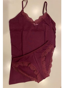 6303 Lace Undershirt and Panties Set with Rope Straps