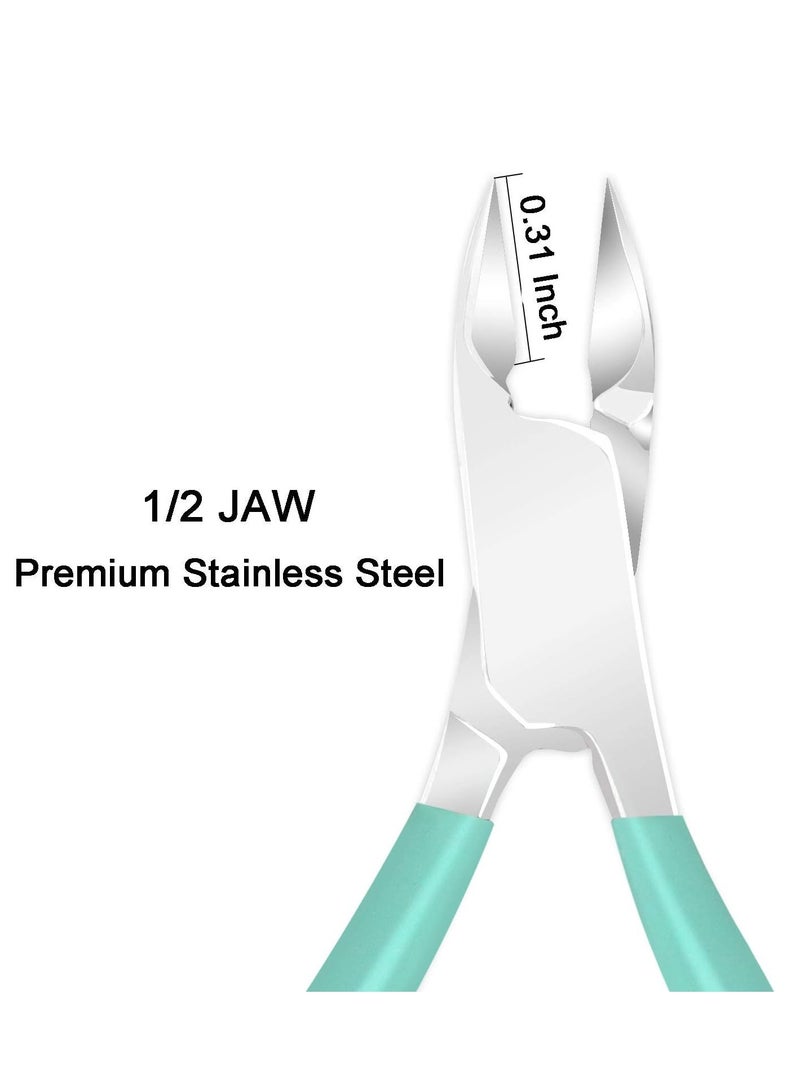 Red Blossom 2pcs Stainless Steel Cuticle Nipper and Pusher Set - Professional Grade, Durable Manicure & Pedicure Tools with Precision Tips for Dead Skin Removal, Green  - Image 2