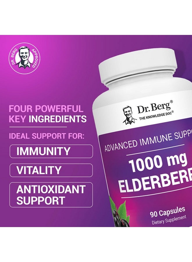 Dr. Berg Nutritionals Dr. Berg Black Elderberry Capsules (Advanced Immune Support*) with 15,000 IU Vitamin D, 60 mg of Zinc, & 90 mg of Camu Camu - (4-in-1) Sambucus Elderberry Immune Support Supplement - 90 Capsules - Image 2