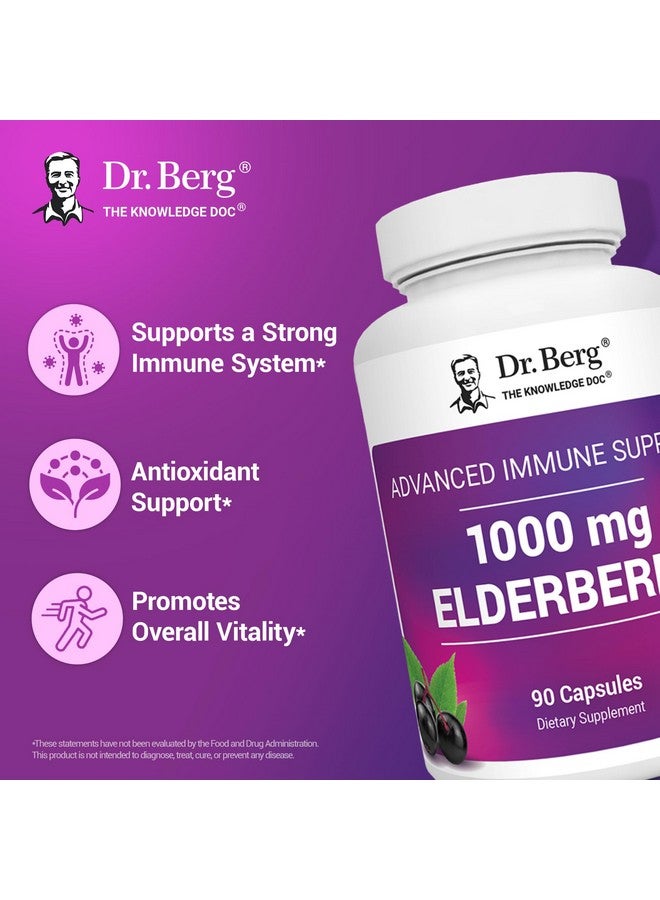 Dr. Berg Nutritionals Dr. Berg Black Elderberry Capsules (Advanced Immune Support*) with 15,000 IU Vitamin D, 60 mg of Zinc, & 90 mg of Camu Camu - (4-in-1) Sambucus Elderberry Immune Support Supplement - 90 Capsules - Image 3