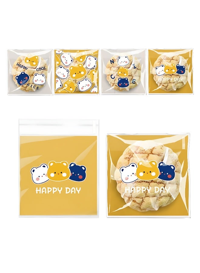 Sunspire 100 Pieces Cute Resealable Cookie Bags, 10 x 10 cm (4x4 inches) Self-Adhesive Snack Bags, Flat Cellophane Candy Bags for Kids Parties, Gift Candies and Desserts (Multi-Color) - Image 1