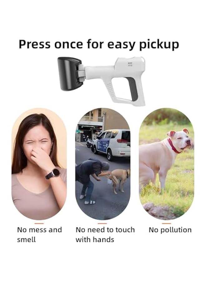 جامع  الكلاب مع موزع مدمج لأكياس ال - جهاز لجمع ال للكلاب الصغيرة والمتوسطة والكبيرة (يشمل 12 كيسًا قمامة - إبزيم معدني) (أسود) - Image 2