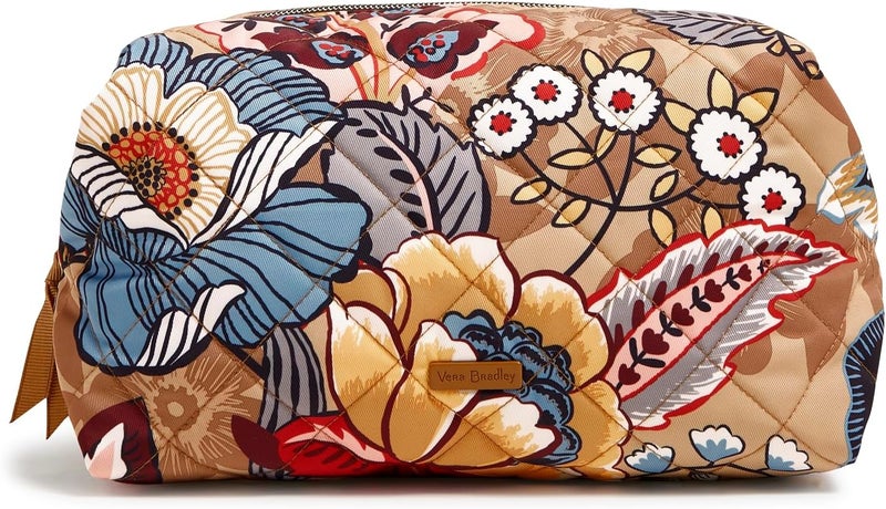Vera Bradley Performance Twill Large Cosmetic Makeup Organizer Bag, Botanical Beauty