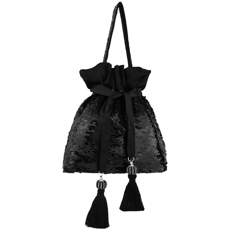 MASQ by Q-One Sequin Potli Bag for Women | Party & Wedding Clutch Bag | Handcrafted Drawstring Potli with Tassels | Festive & Ethnic Gift Pouch for Ladies - Image 1