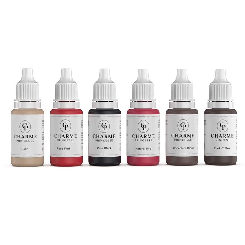 Charme Princesse Charme Princesse Microblading Pigment Permanent Pigment Makeup 6pcs for Eyebrows Lip Tattoo Ink Supplies 15ml Bottles PI503156