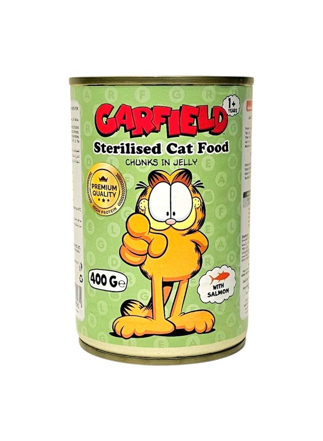 Garfield Wet Cat Food For Sterilised Adult Cats Salmon 400g ×12 Pcs| Premium Omega Rich Neutered Cat Food | Weight Control Healthy Easy Digestion Canned Food - Image 2